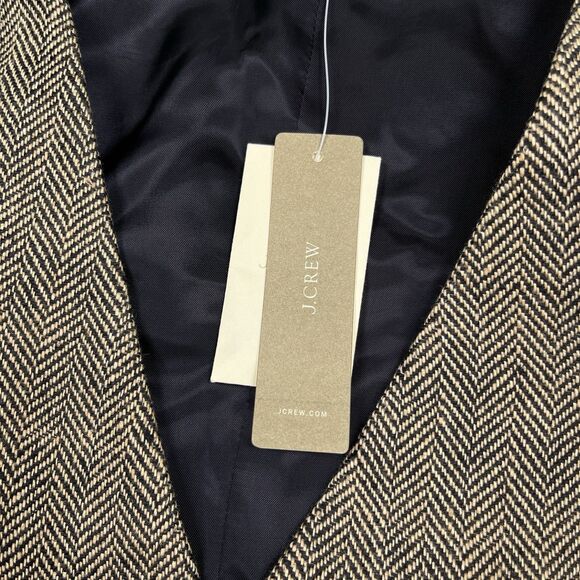 J Crew Ludlow Suit Vest Waistcoat Sz M Brown Herringbone Italian Linen 6 Button - Picture 7 of 12